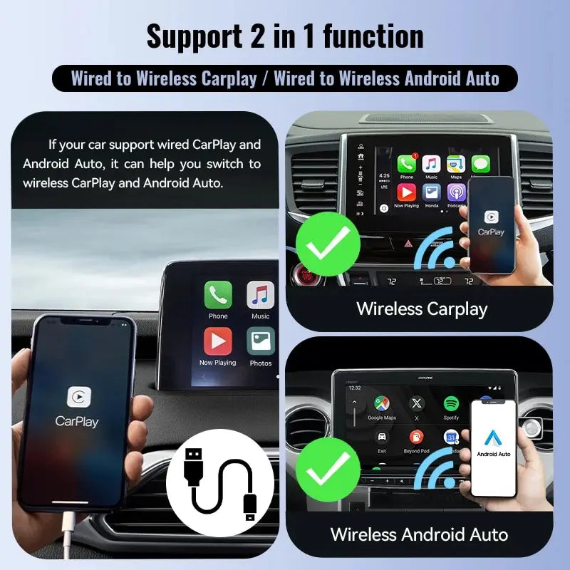 XUDA NEW Wireless CarPlay Android Auto Wireless Adapter Smart Mini Box Plug And Play WiFi Fast Connection Universal For Nissan