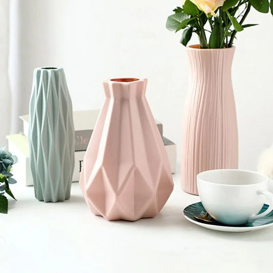 1pc Moderne Blumenvase Weiß Rosa Blau Plastik Korb Nordic