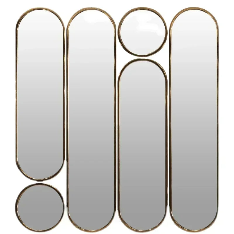 Badspiegel Wandaufkleber Dekorativer Rahmen Ästhetischer Nordischer Spiegel Wanddekor Metall Modernes Design Deko Chambre Bodenspiegel