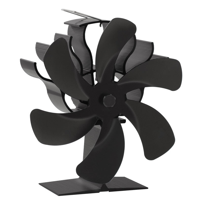 Ventilateur de poêle à 6 pales, noir (ventilateur de cheminée)