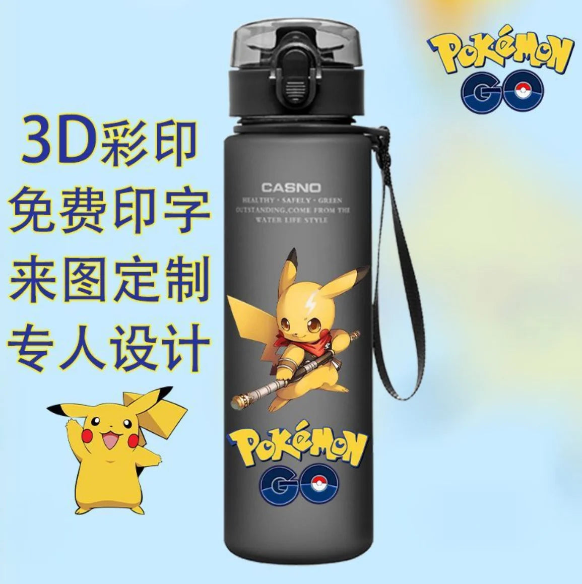 560ML Pokemon Anime Wasser Flasche Pikachu kawaii kinder Tragbare Kunststoff Wasser Glas Pokemon Erwachsene Hohe Kapazität Sport Wasser Tasse