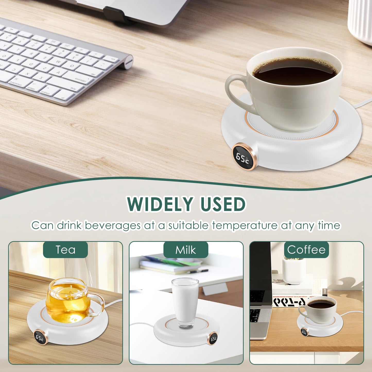 Kaffeetasse Heizung USB Kaffeetasse wärmer Untersetzer 3 Temperature in stellungen 8h automatisch ausschalten Home Office Schreibtisch becher wärmer