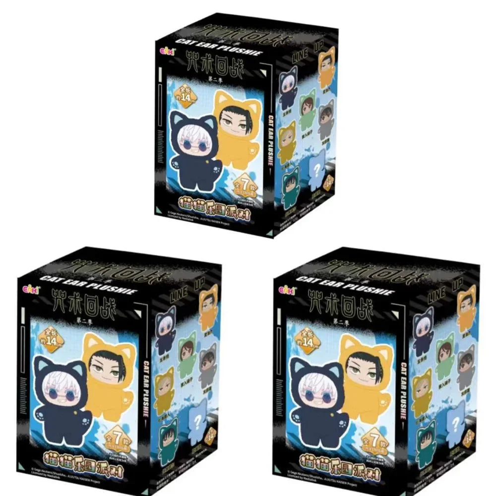 BANDAI Jujutsu Kaisen 2 Cat Ear Plushie Serie Blind Box Anime Figur 8-11cm Plüsch Modell für Raumdekoration und Sammlung Kinder Geschenk
