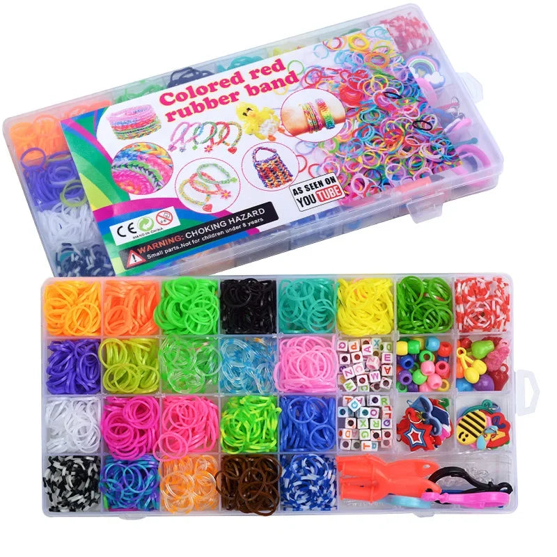 Kreative bunte Webstuhl bänder setzen Regenbogen armband machen Kit DIY Gummiband gewebte Armbänder Handwerk Spielzeug für Mädchen Geburtstags geschenke