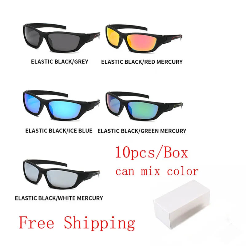 Free Shipping 10pcs per box UV400 HD Polarized Sports Sunglasses Men Cycling Outdoor Sunglasses