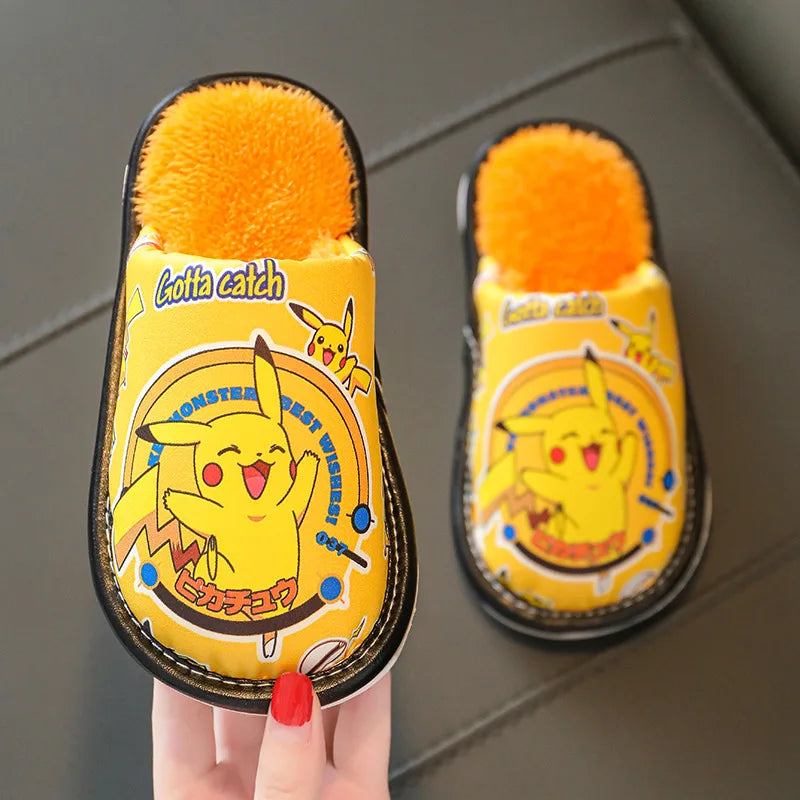 Pokemon Pikachu pantoufles en peluche dessin animé mignon enfants