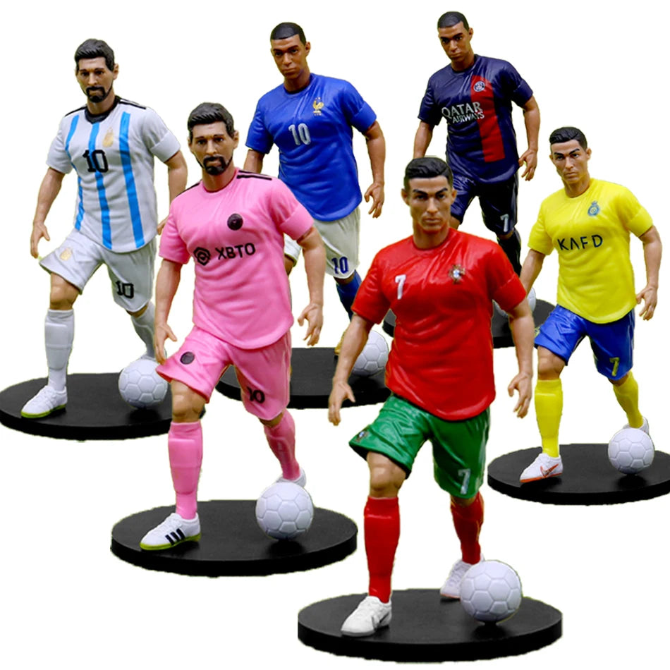 6 stücke neue Fußballstar fifa c. ronaldo messi mbappe Modell puppen Cartoon niedliche Action figur Autozubehör Fußballfans Geschenke