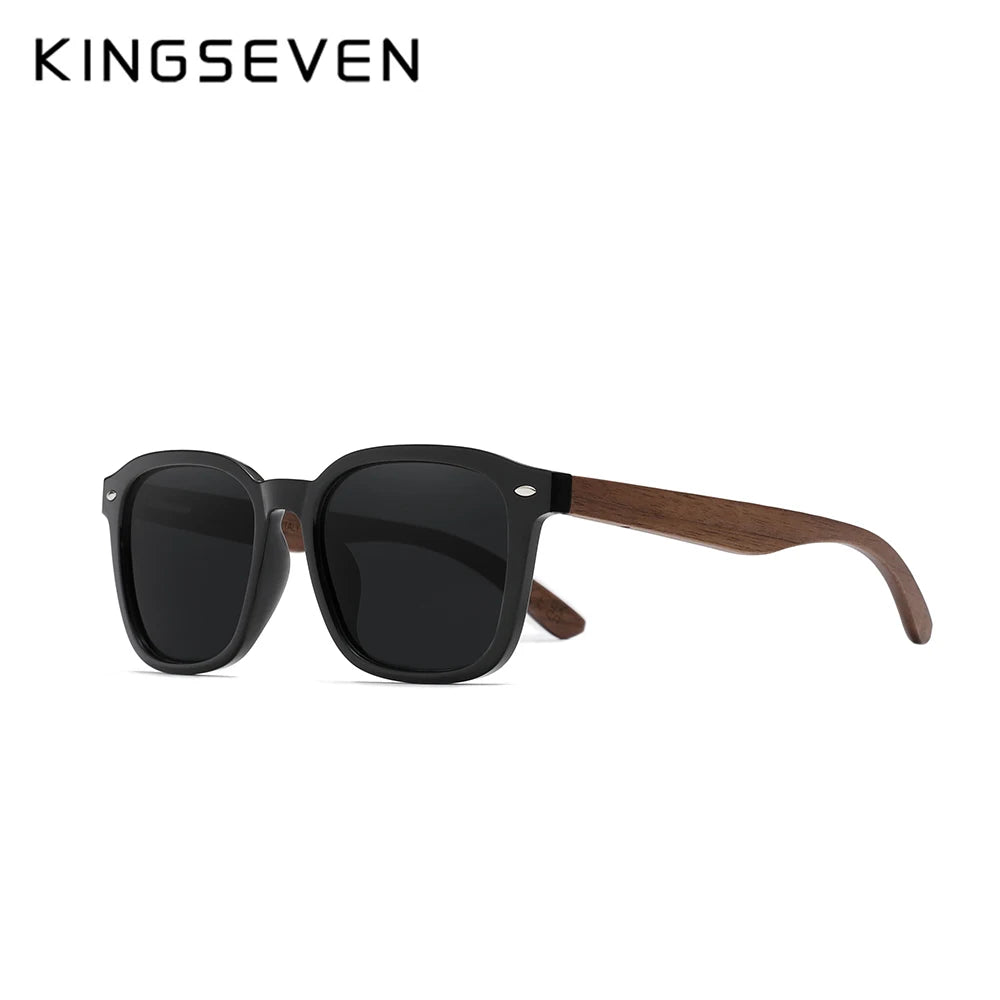 KINGSEVEN – lunettes de soleil polarisées en bois pour hommes et femmes, Design noyer, UV400, Protection des yeux, rétro, pour loisirs, 2024