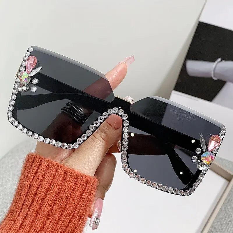 Frauen Festival Bling Strass Quadratische Sonnenbrille Weiblich Trendy