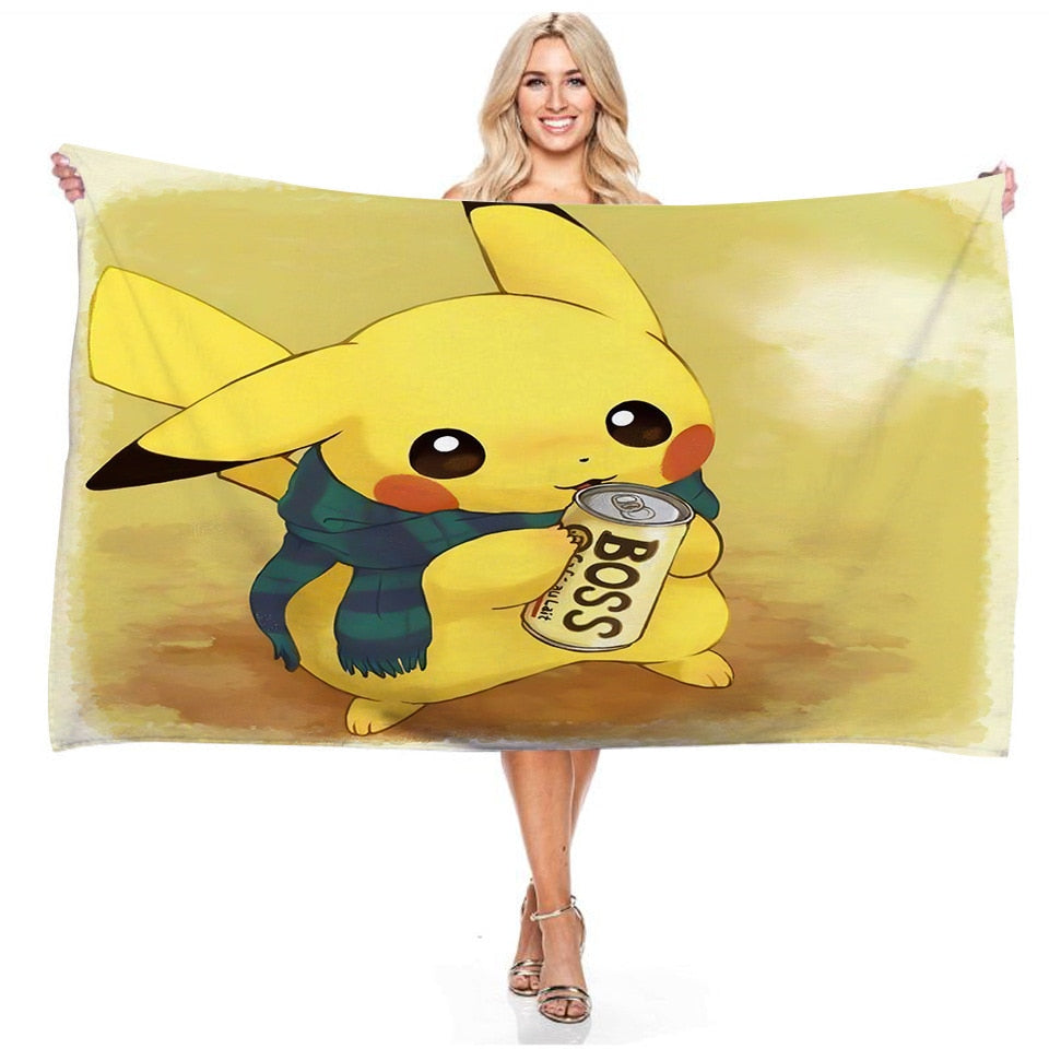 Anime Pokemon Strandtuch Pikachu Sommer Handtuch Badetuch Schwimmen