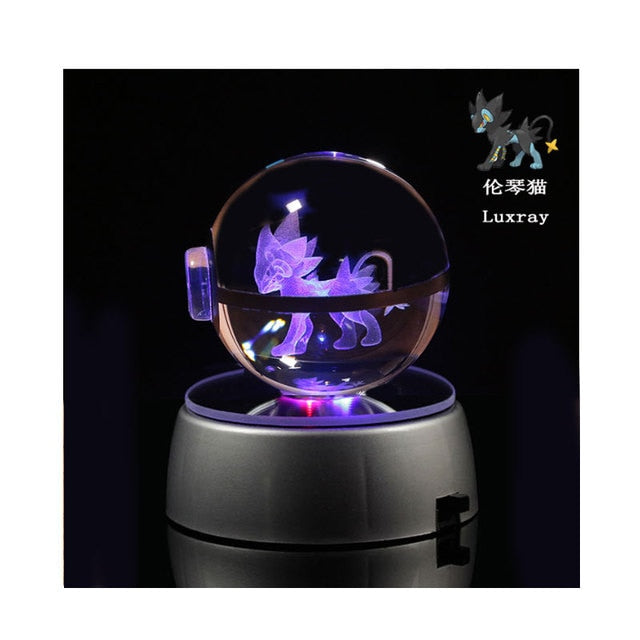 Pokemon 3D Kristallkugel Snorlax Figur Pokeball Gravur Kristall Charizard Modell mit LED-Lichtbasis Kinder Spielzeug Anime Geschenk