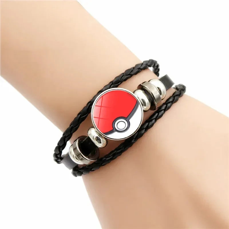 Pokemon Gengar Monster Ball Mega Stein Lederarmband Cospaly 18 cm Glas Cabochon Armband Kind Verstellbarer Armreif Schmuck Geschenk