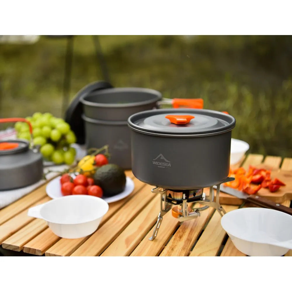 Widesea Camping Geschirr Outdoor Kochgeschirr Set Töpfe Bowler Küche Ausrüstung Getriebe Utensilien