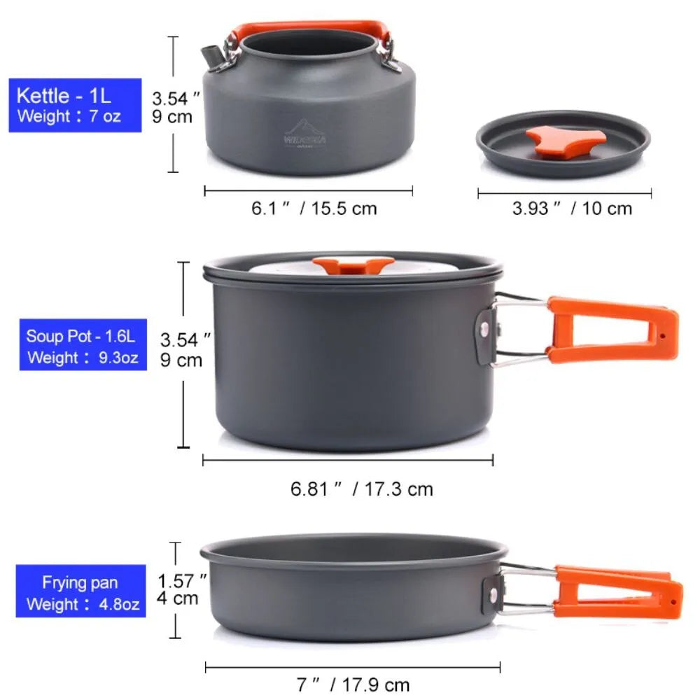 Widesea Camping Tableware Outdoor Cookware Set Pots Bowler Kitchen Equipment Gear Utensils