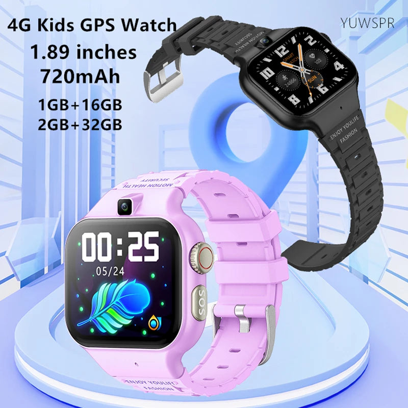 Kinder Smart Watch 2+32GB GPS Wifi Bluetooth Unterstützung Hebräisch Herzfrequenz