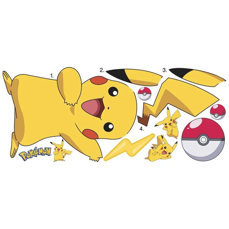 Pokemon Anime Figur Aufkleber Pikachu Wand Aufkleber Kinder Schlafzimmer Kindergarten Tapete Deco PVC DIY Aufkleber Spielzeug