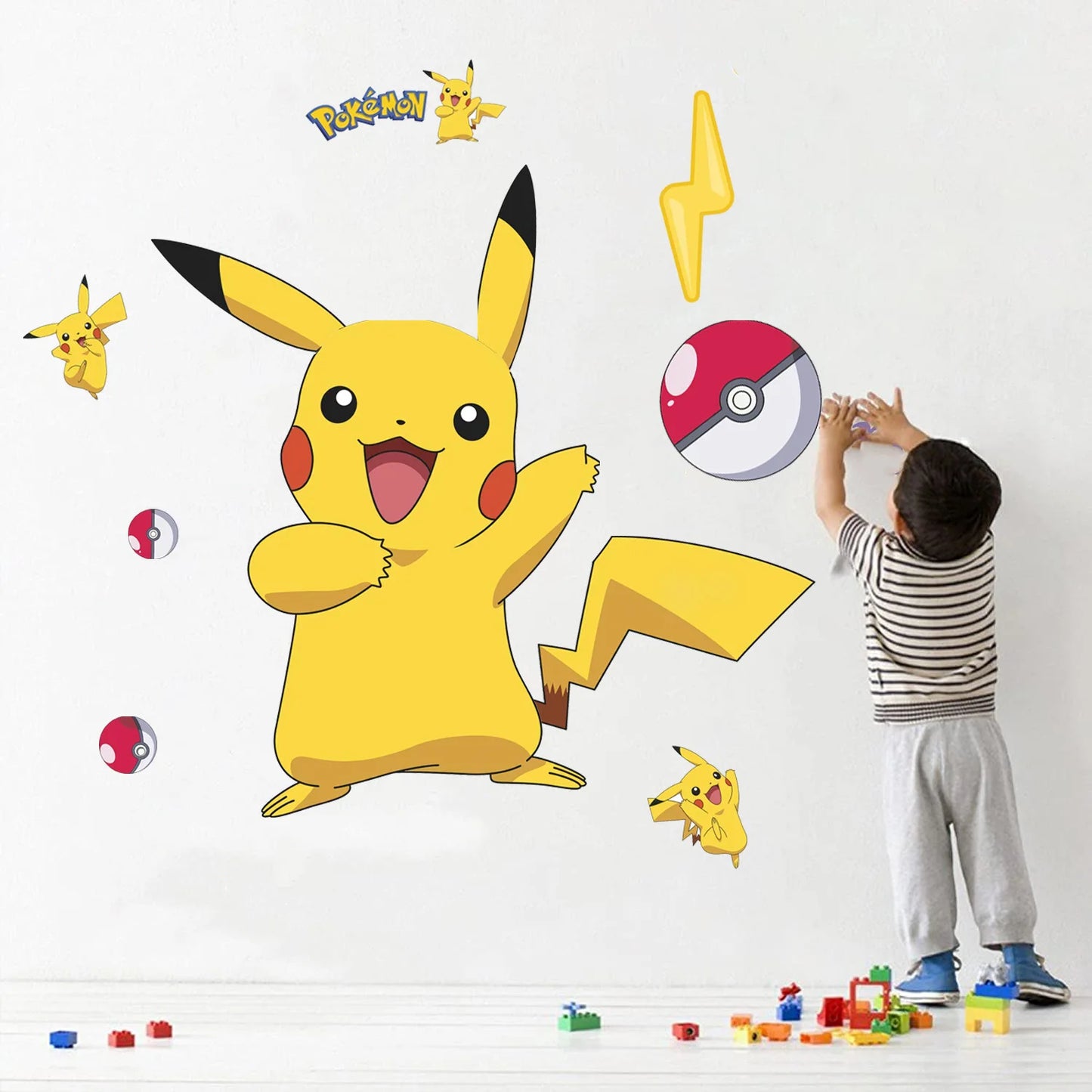 Pokemon Anime Figur Aufkleber Pikachu Wand Aufkleber Kinder Schlafzimmer Kindergarten Tapete Deco PVC DIY Aufkleber Spielzeug