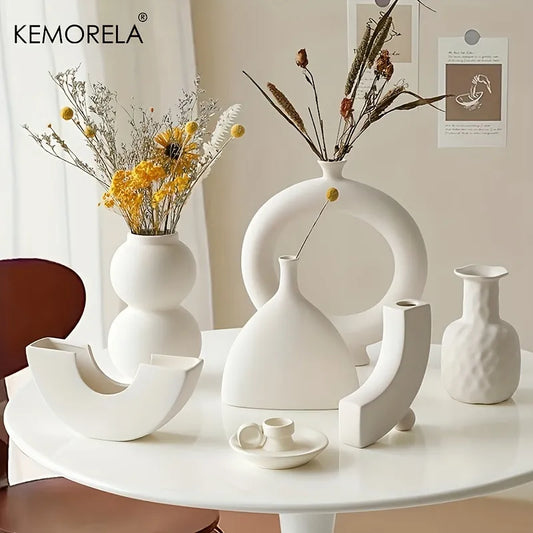 Nordic Keramik Vase Rund Hollow Donuts Blumentopf Home Wohnzimmer