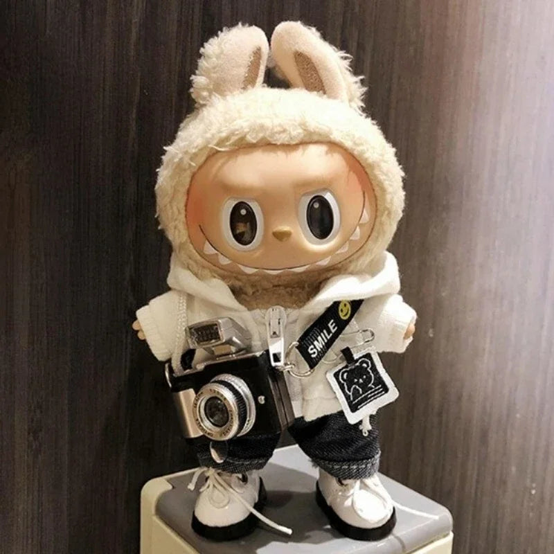 Labubu Idol Puppen 17cm Niedlich Mini Plüsch Kpop Exo DIY Accessoire Set Unisex Korea Style Hoodie Kleidung für Sammler & Fans