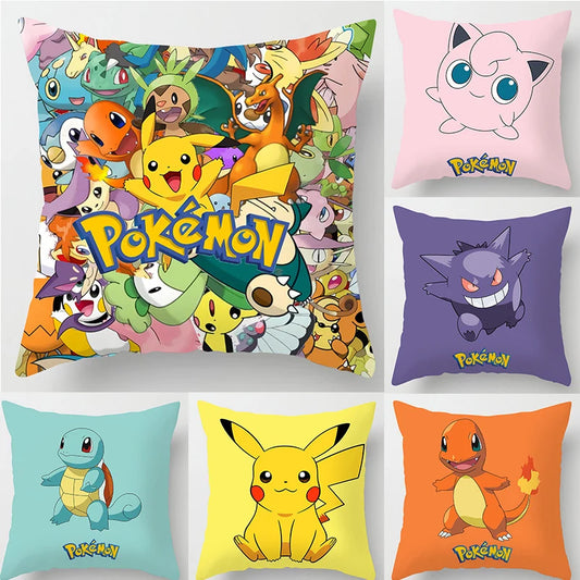 Pokemon Anime Kissenbezug Anime Figur Pikachu Squirtle Charmander Bulbasaur Sofa Auto Kissen Lenden Kissenbezug 45x45 cm Geschenk