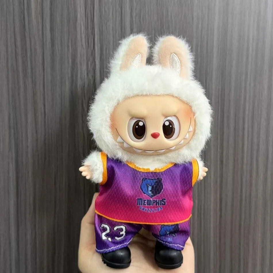 Anime Labubu Puppe Fußball Basketball Jersey Kleidung V1 V2 Idol Plüsch Puppe Kleidung Zubehör 15/17cm Universal Größe