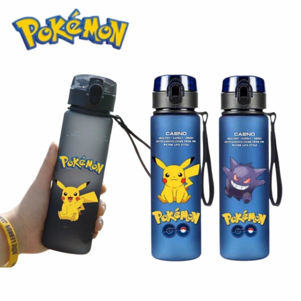 560ML Pokemon Anime Wasser Flasche Pikachu kawaii kinder Tragbare Kunststoff Wasser Glas Pokemon Erwachsene Hohe Kapazität Sport Wasser Tasse