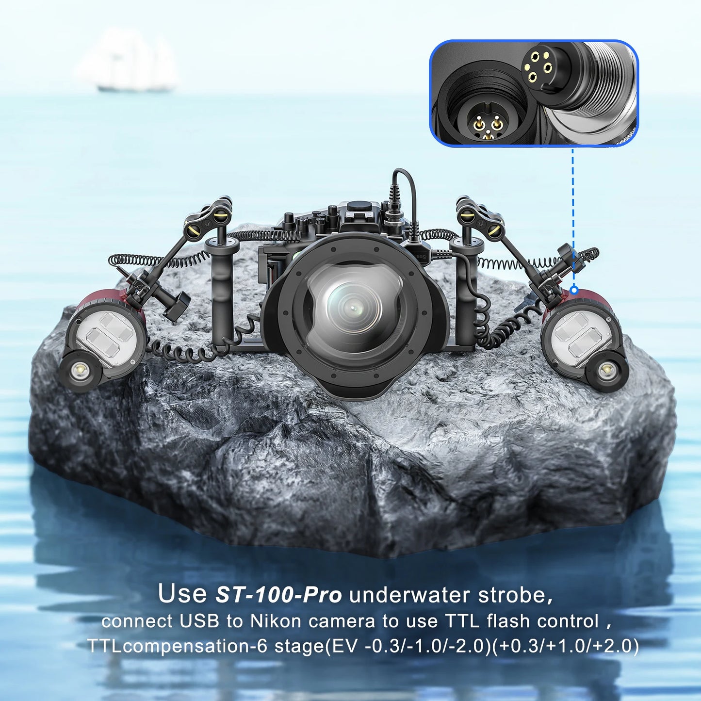 Wasserdichtes Blitzgerät 5500K TTL für Nikon Unterwasserkamera Gehäuse Tauchen Fall