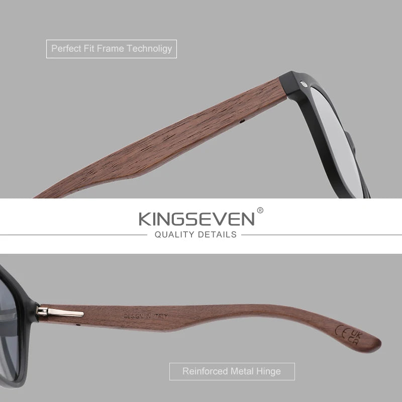 KINGSEVEN – lunettes de soleil polarisées en bois pour hommes et femmes, Design noyer, UV400, Protection des yeux, rétro, pour loisirs, 2024