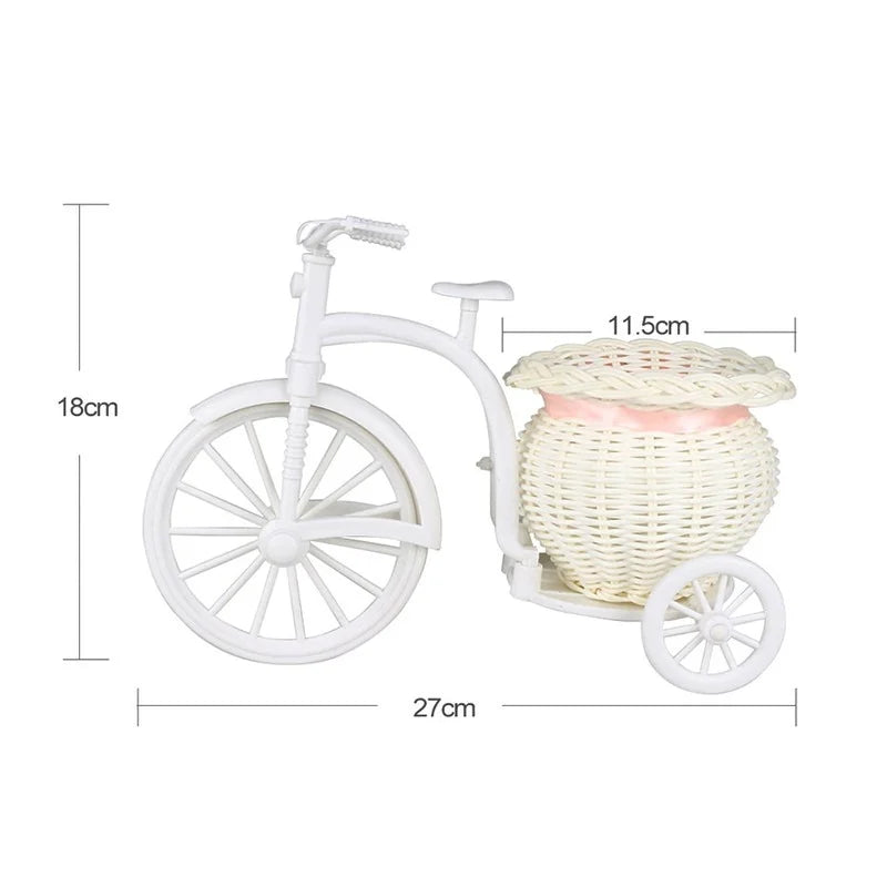 White Bicycle Decorative Flower Basket Wedding Decoration Plastic Tricycle Design