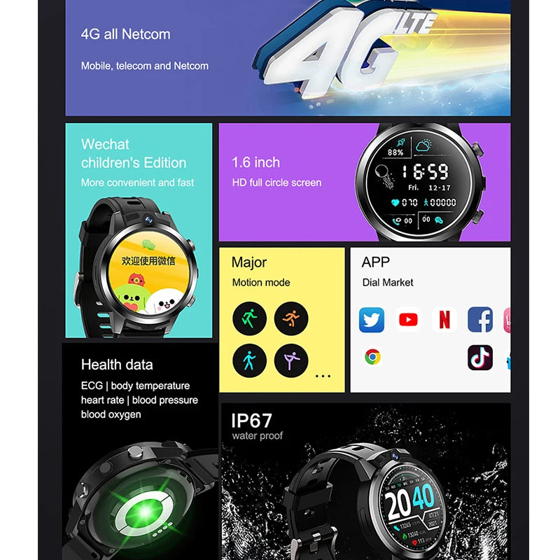 Neue Arival 1.6inch 4G All Netcom kann Kindern helfen, lernen Smart Watch Dual Kameras
