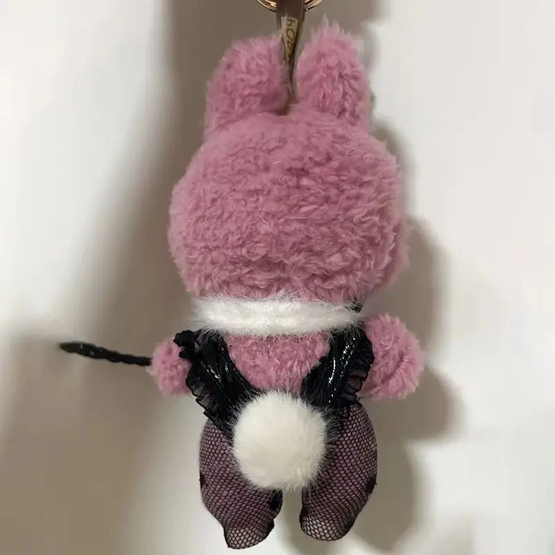 Für Labubu V1 V3 Puppenkleidung Niedliches Kaninchen Mädchen Spaß Puppenkleidung Schwarz Seide Puppenkostüm Deko Zubehör Geschenk