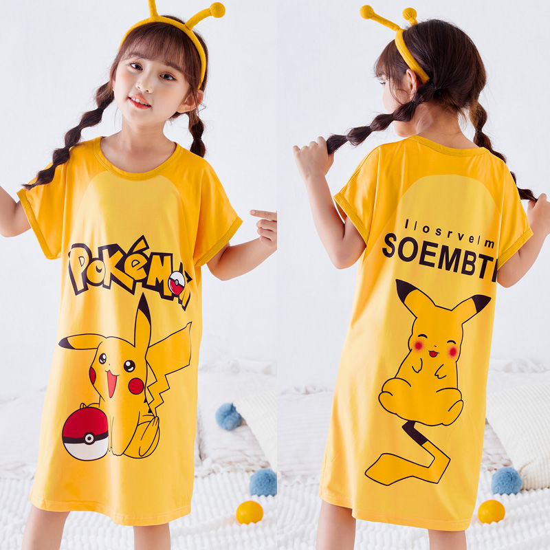 Pyjama d'été en chemise de nuit Pokemon Pikachu pour filles