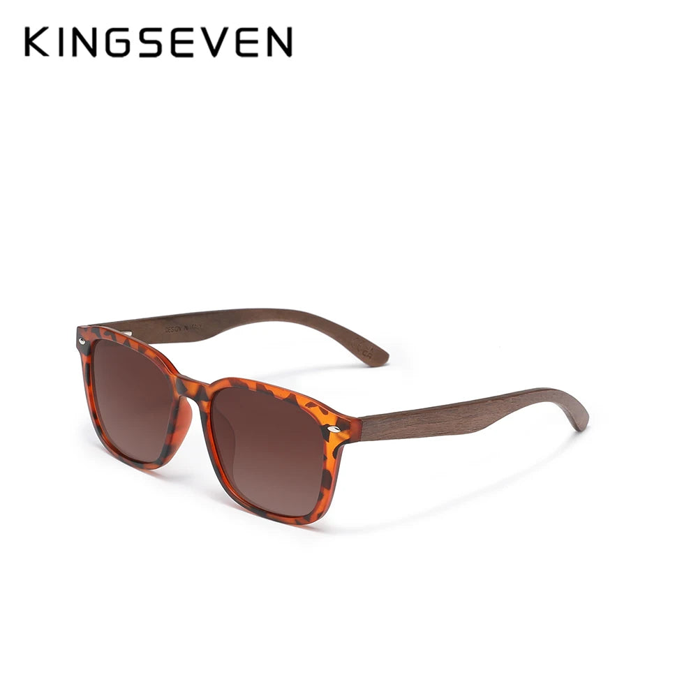 KINGSEVEN – lunettes de soleil polarisées en bois pour hommes et femmes, Design noyer, UV400, Protection des yeux, rétro, pour loisirs, 2024