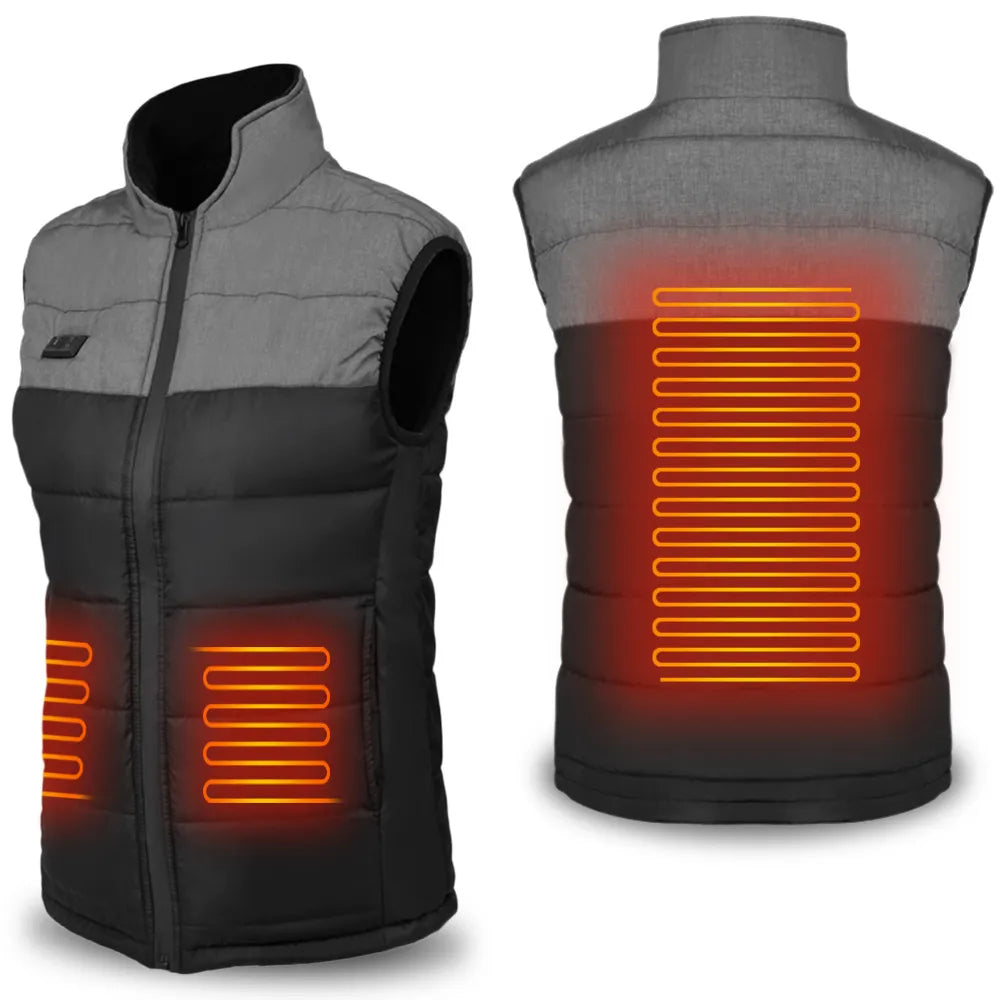 4 Zones Outdoor Heating Vest Women Electric Intelligent Heating Vest Jacket Hiking Camping