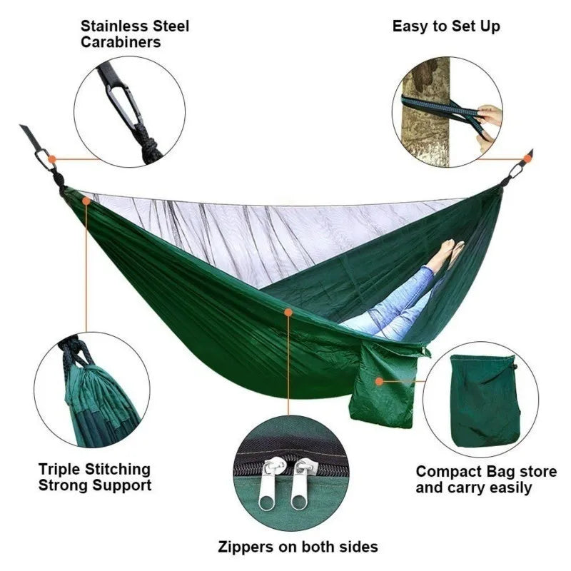 Camping Hängematte Moskitonetz und Vordach Nylon für Wandern Camping Survival Reisen