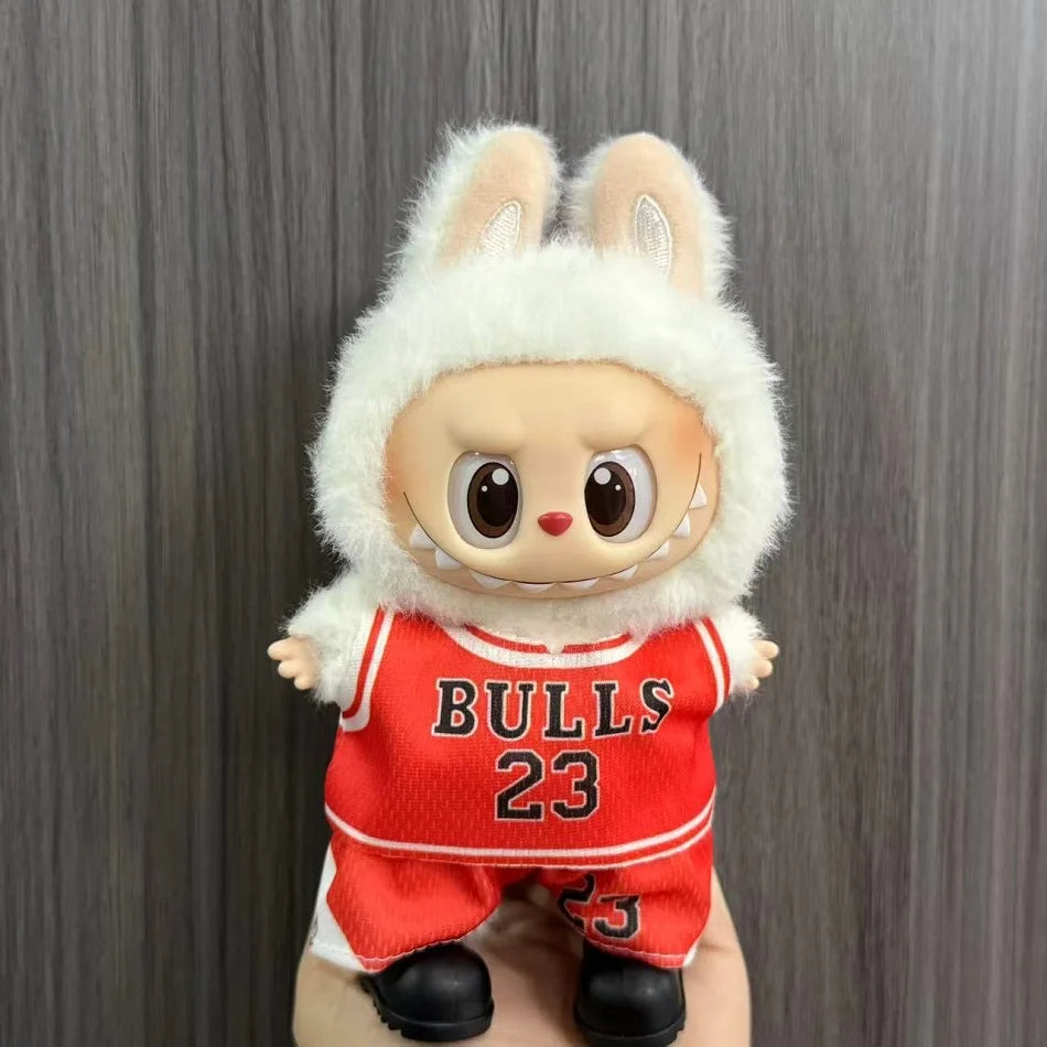 Anime Labubu Puppe Fußball Basketball Jersey Kleidung V1 V2 Idol Plüsch Puppe Kleidung Zubehör 15/17cm Universal Größe
