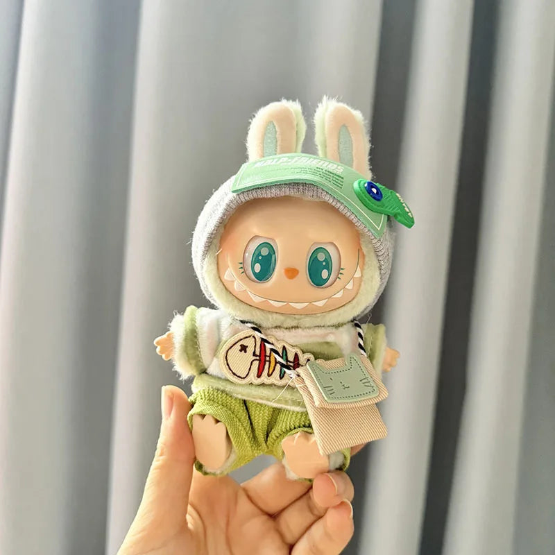 Labubu Idol Puppen 17cm Niedlich Mini Plüsch Kpop Exo DIY Accessoire Set Unisex Korea Style Hoodie Kleidung für Sammler & Fans