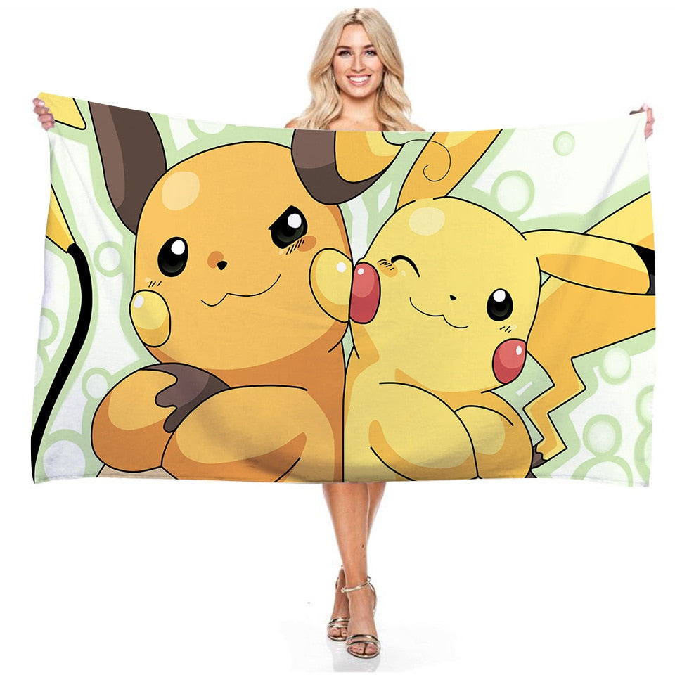 Anime Pokemon Strandtuch Pikachu Sommer Handtuch Badetuch Schwimmen