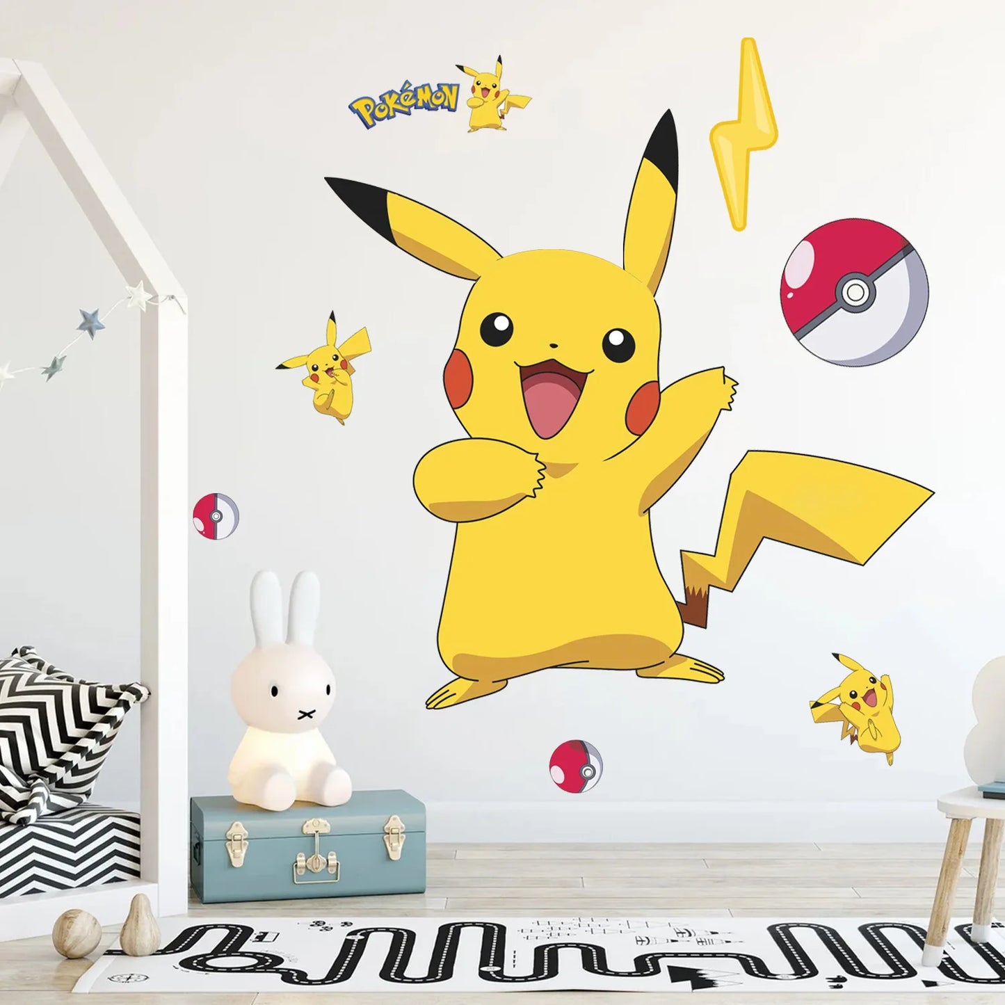 Pokemon Anime Figur Aufkleber Pikachu Wand Aufkleber Kinder Schlafzimmer Kindergarten Tapete Deco PVC DIY Aufkleber Spielzeug