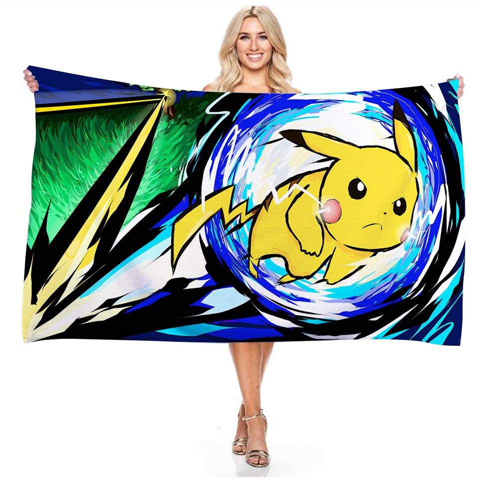 Anime Pokemon Strandtuch Pikachu Sommer Handtuch Badetuch Schwimmen