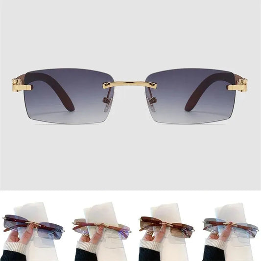 Rechteckige Mode randlose Sonnenbrille für Frauen Männer