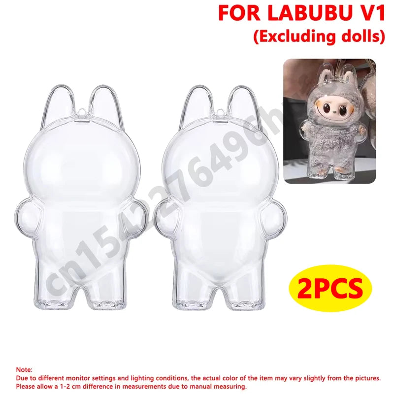 Labubu Transparente Schutzhülle für V1/V2/V3 Tragbare Aufbewahrungsbox Staub Display Organizer Puppen Zubehör Unisex Kunststoff