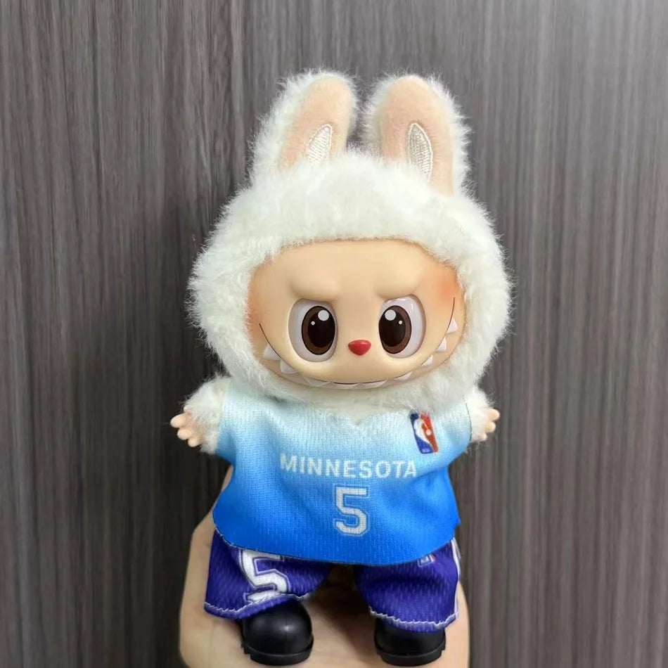 Anime Labubu Puppe Fußball Basketball Jersey Kleidung V1 V2 Idol Plüsch Puppe Kleidung Zubehör 15/17cm Universal Größe
