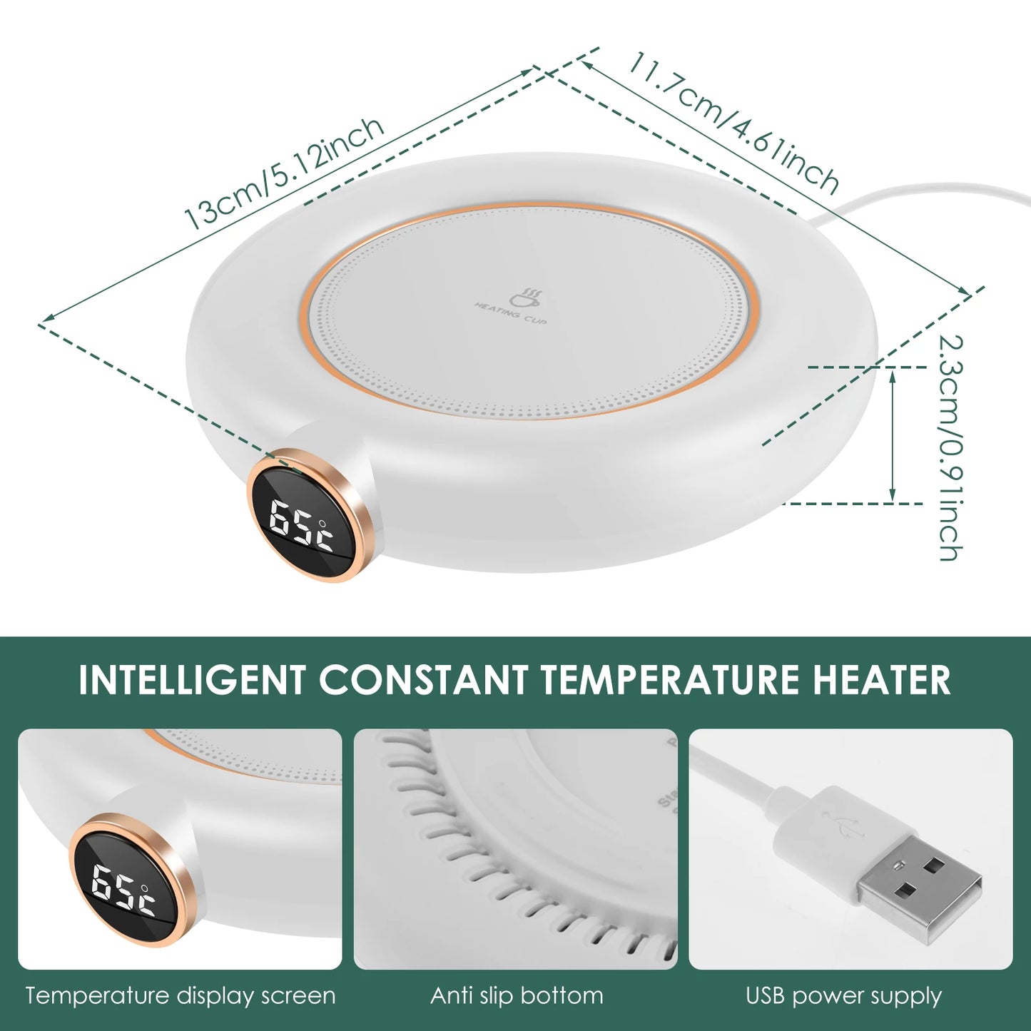 Kaffeetasse Heizung USB Kaffeetasse wärmer Untersetzer 3 Temperature in stellungen 8h automatisch ausschalten Home Office Schreibtisch becher wärmer