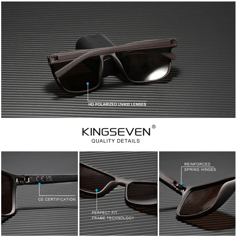 Kingseven – lunettes de soleil marron pour hommes, polarisation légère de luxe, haute qualité, TR90 UV400, Protection des yeux, nouvelle collection 2024