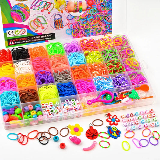 Kreative bunte Webstuhl bänder setzen Regenbogen armband machen Kit DIY Gummiband gewebte Armbänder Handwerk Spielzeug für Mädchen Geburtstags geschenke