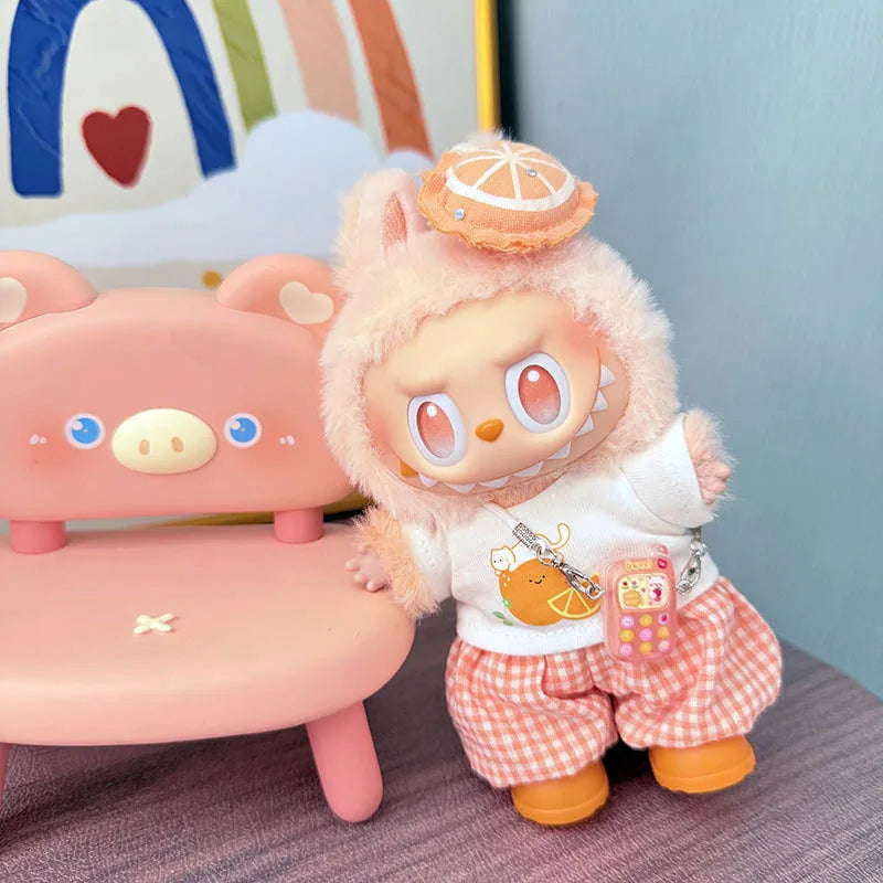 Für 17cm Labubu Baby-Kleidung Frische Zitrone Kaninchen Set V1 V2 V3 Niedliches Set