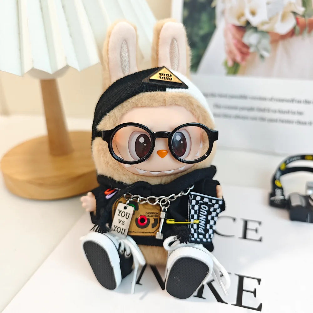 Labubu Idol Puppen 17cm Niedlich Mini Plüsch Kpop Exo DIY Accessoire Set Unisex Korea Style Hoodie Kleidung für Sammler & Fans