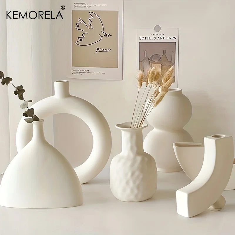 Nordic Keramik Vase Rund Hollow Donuts Blumentopf Home Wohnzimmer