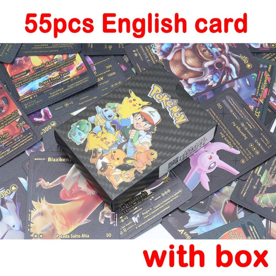 54 Stk. Spanisch Pokemon Metall Gold Karte Box Vmax Gx Sammlung Spiel Karte Fall Spielzeug